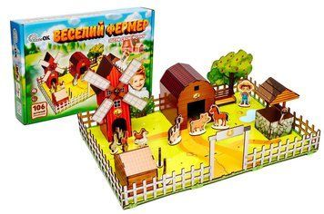 Конструктор Puz-00957 "Веселий фермер" 3D, дерев'яний, в коробці р.59х40х25 см PuzzleOk