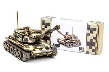 Конструктор 162-0074"Танк" дерев'яний, 162 дет.,р.33x16 см PuzzleOK
